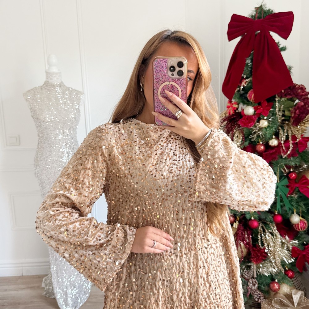 ROBE NOEUDS DANS LE DOS DORÉE SONIA