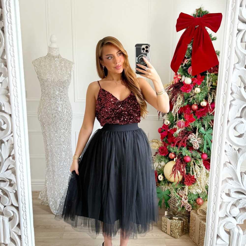 DÉBARDEUR  SEQUINS BORDEAUX ASHLEY