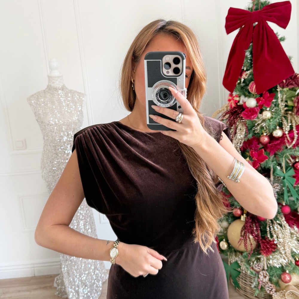 ROBE VELOURS CHOCO DOS NU