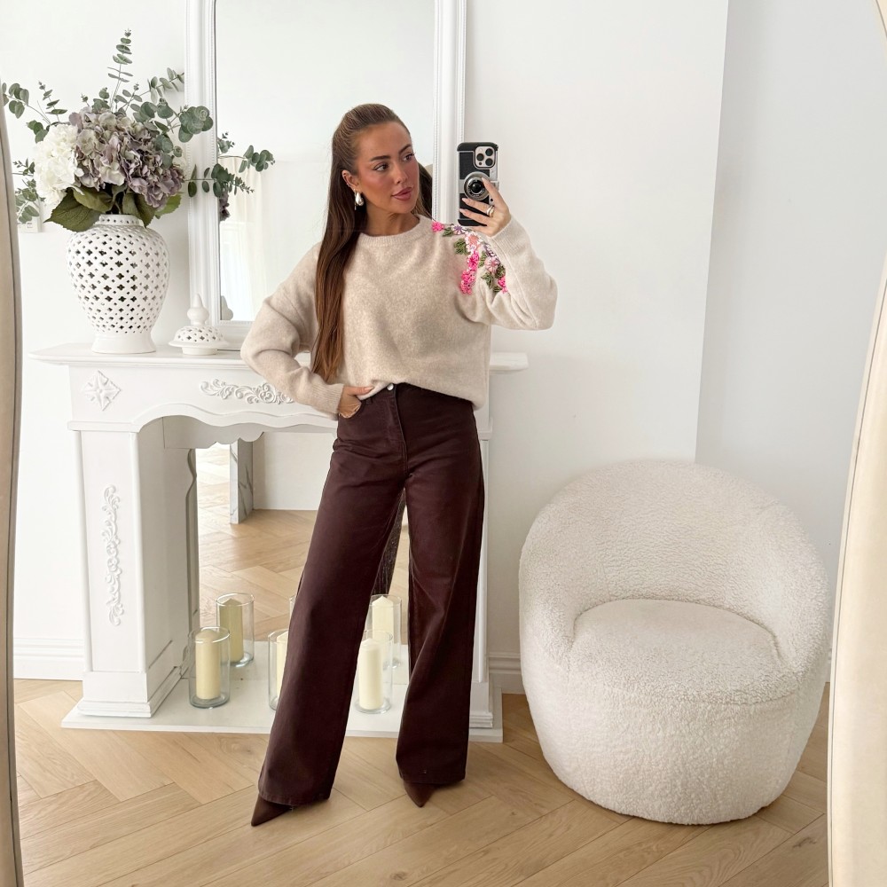 JEAN WIDE LEG CHOCO TAILLE HAUTE