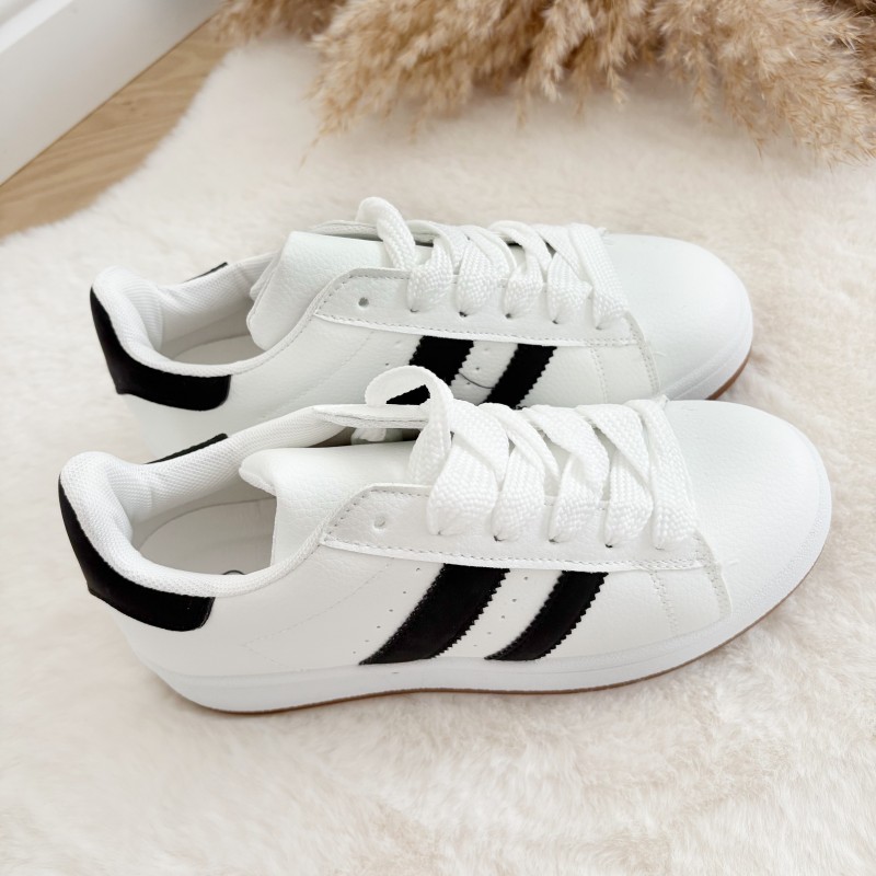 BASKETS BLANCHES BANDES ELVIRE