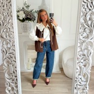 VESTE MOUMOUTE CHOCO SANS MANCHE